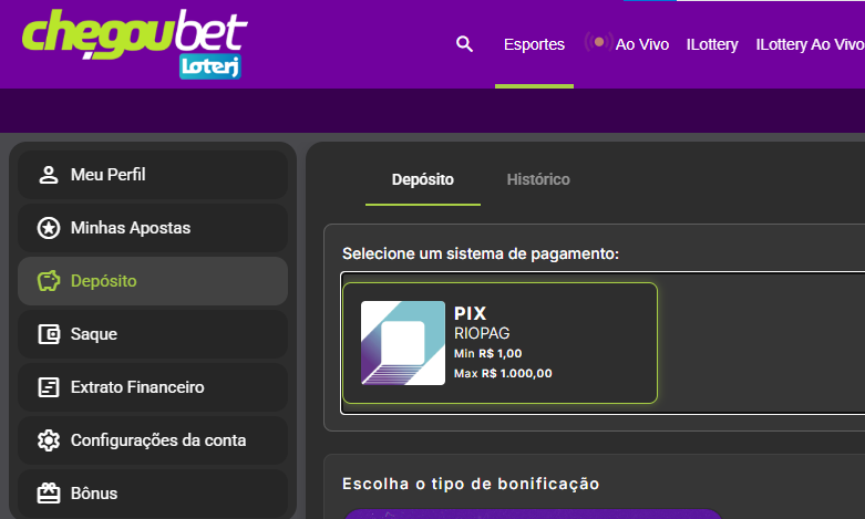 depósito via pix